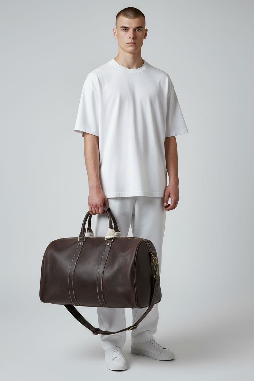 Vintage Leather Duffel with Shoulder Strap