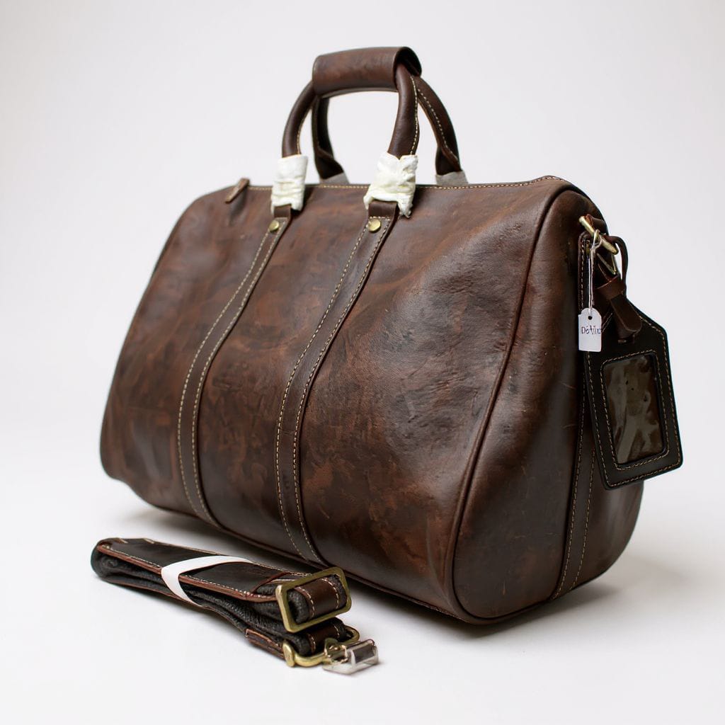 Vintage Leather Duffel with Shoulder Strap