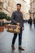 Canvas & Leather Weekender Duffel Bag
