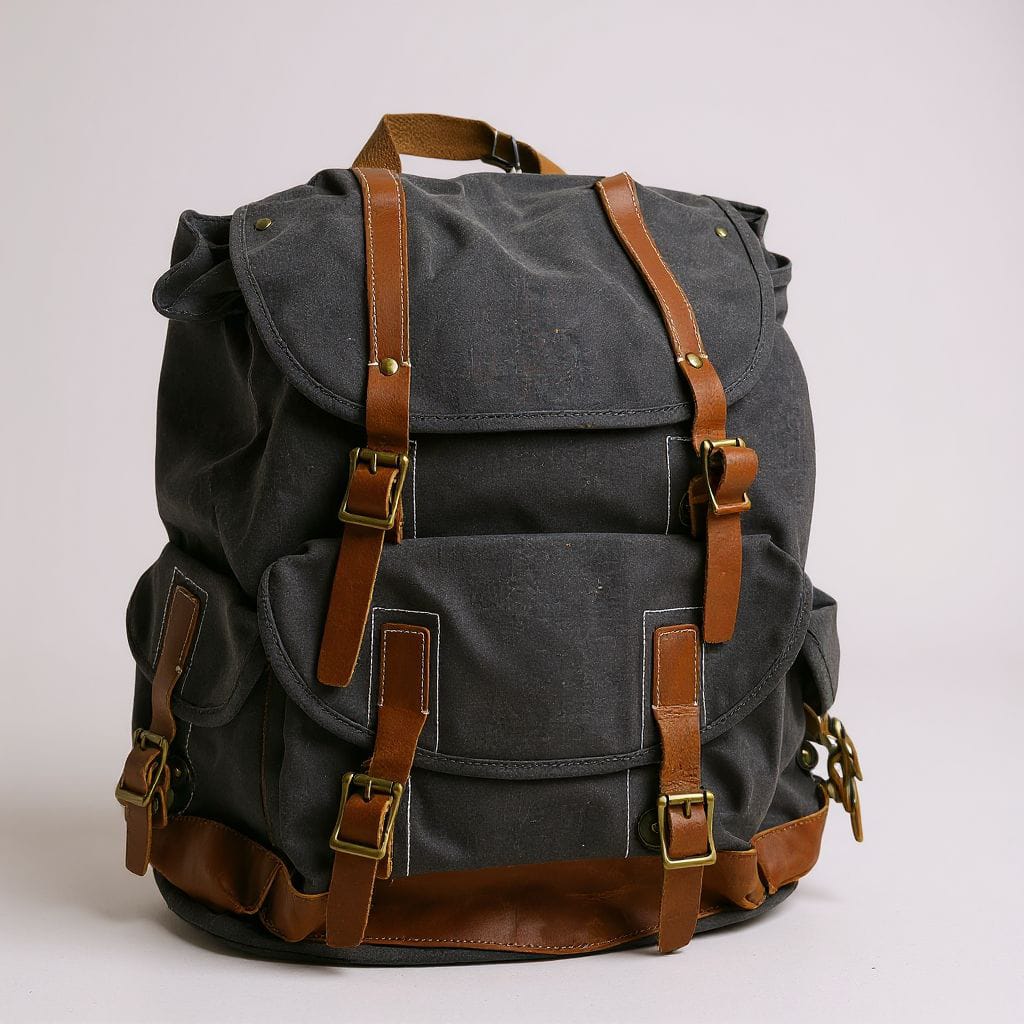 Vintage Canvas & Leather Adventure Backpack