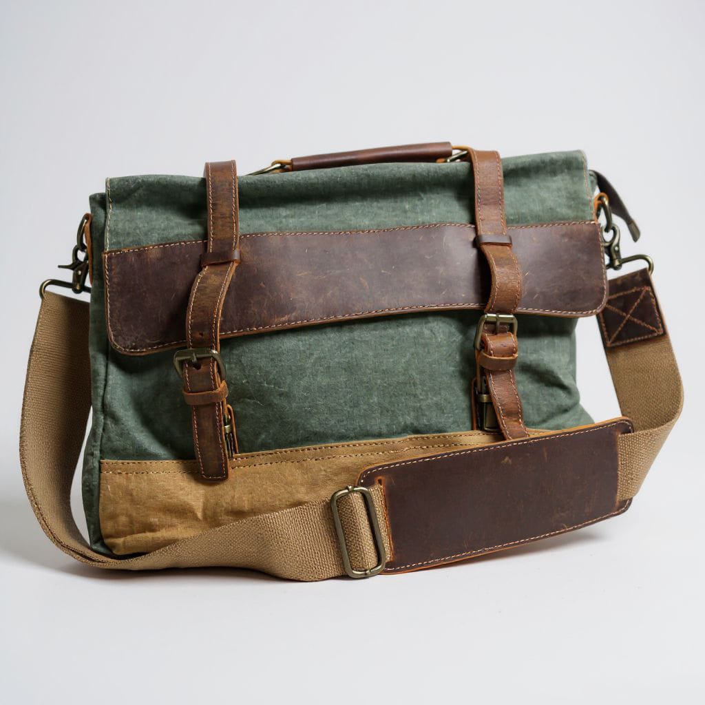 Canvas & Mid-Leather Messenger Bag