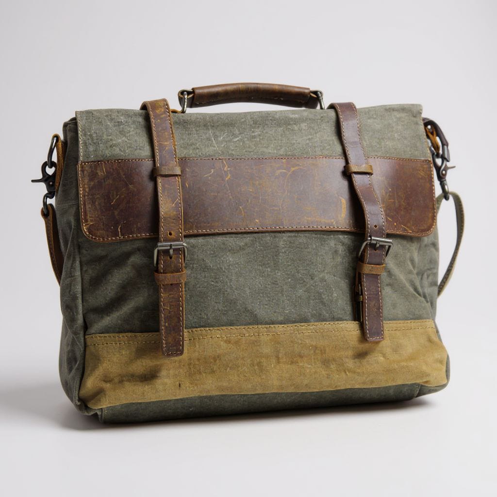 Canvas & Mid-Leather Messenger Bag