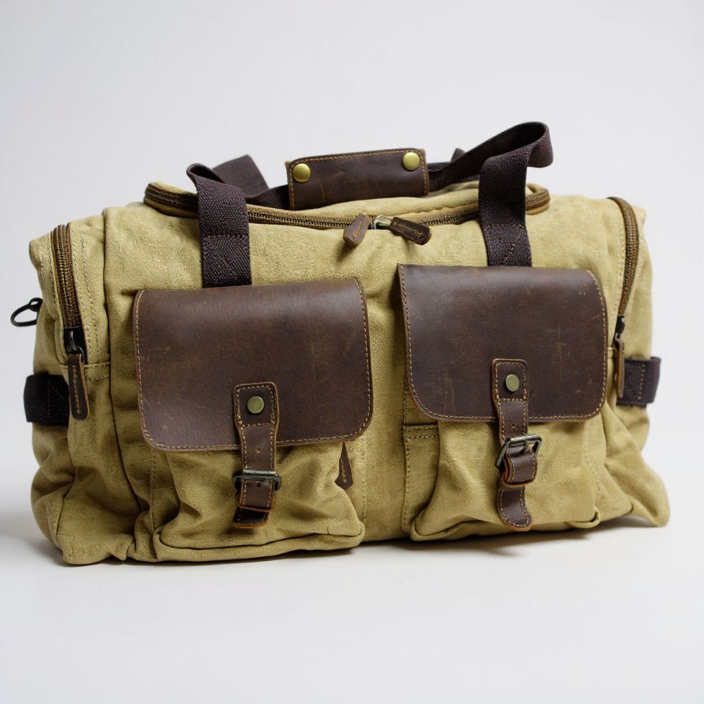 Canvas & Leather Weekender Duffel Bag