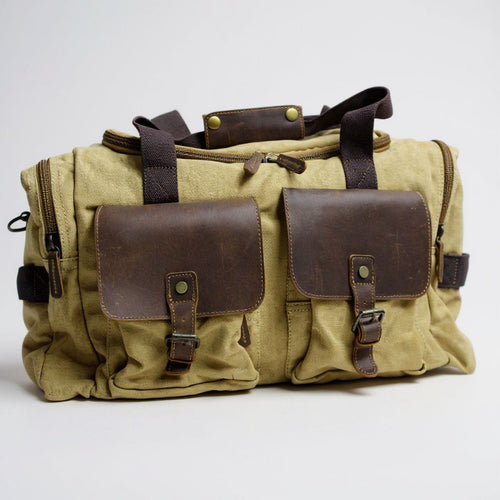 Canvas & Leather Weekender Duffel Bag