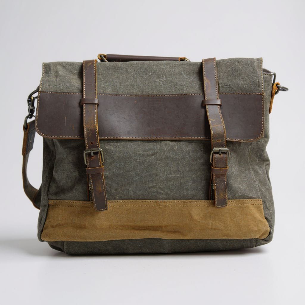 Canvas & Mid-Leather Messenger Bag