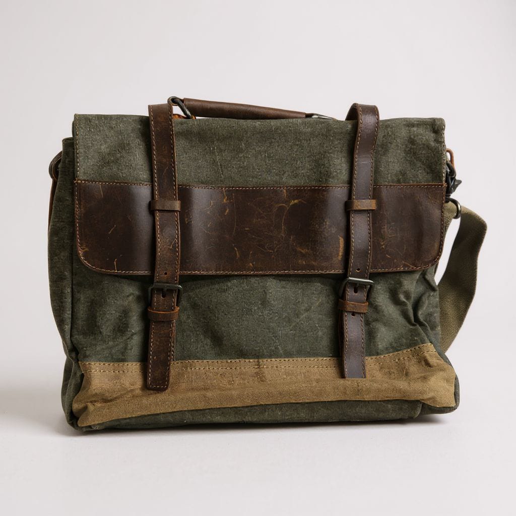 Canvas & Mid-Leather Messenger Bag